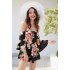 Women Sexy Jumpsuits Off shoulder Madarin Sleeves Pants Printing Jumpsuit  white M