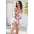 Women Sexy Jumpsuits Off shoulder Madarin Sleeves Pants Printing Jumpsuit  white M