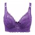 Women Sexy Lace Breathable Comfortable Large Cup Thin Bra purple 80D 36D