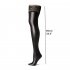 Women Sexy Lingerie Thigh High Lycra Wet Look Stockings Black Faux Leather Legging with Lace Black Free size
