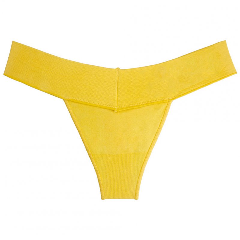 Women Sexy Mid Waist String Sport Panties Cotton Underwear Fashion Thong Seamless Lingerie Underwear yellow_M