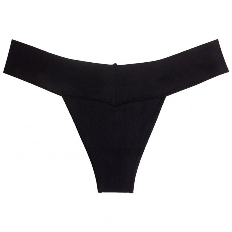 Women Sexy Mid Waist String Sport Panties Cotton Underwear Fashion Thong Seamless Lingerie Underwear black_M