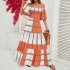 Women Sexy Off shoulder Dress Elegant Striped Large Swing Long Skirt High Waist Ruffles Dress For Beach green stripes S