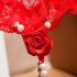 Women Sexy Panties Pearl Beaded Low Waist Erotic Thong Lingerie Breathable Solid Color Lace Rose Underwear For Gifts red One size