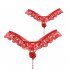 Women Sexy Panties Pearl Beaded Low Waist Erotic Thong Lingerie Breathable Solid Color Lace Rose Underwear For Gifts red One size