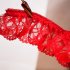 Women Sexy Panties Pearl Beaded Low Waist Erotic Thong Lingerie Breathable Solid Color Lace Rose Underwear For Gifts red One size