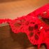Women Sexy Panties Pearl Beaded Low Waist Erotic Thong Lingerie Breathable Solid Color Lace Rose Underwear For Gifts red One size