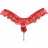 Women Sexy Panties Pearl Beaded Low Waist Erotic Thong Lingerie Breathable Solid Color Lace Rose Underwear For Gifts red One size
