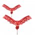 Women Sexy Panties Pearl Beaded Low Waist Erotic Thong Lingerie Breathable Solid Color Lace Rose Underwear For Gifts red One size