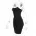 Women Sexy Sling Dress Fashion Slim Fit Backless Bodycon Mid skirt Simple Solid Color Pullover Dress For Party 1 L
