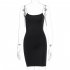 Women Sexy Sling Dress Fashion Slim Fit Backless Bodycon Mid skirt Simple Solid Color Pullover Dress For Party 1 L