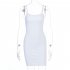 Women Sexy Sling Dress Fashion Slim Fit Backless Bodycon Mid skirt Simple Solid Color Pullover Dress For Party 1 L