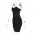 Women Sexy Sling Dress Fashion Slim Fit Backless Bodycon Mid skirt Simple Solid Color Pullover Dress For Party White S