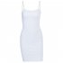 Women Sexy Sling Dress Fashion Slim Fit Backless Bodycon Mid skirt Simple Solid Color Pullover Dress For Party White S