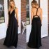 Women Sexy Solic Color Backless Long Dress