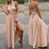 Women Sexy Solic Color Backless Long Dress