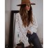 Women Sexy Solid Color See Through Long Sleeve Stand Collar Lace Shirt white S