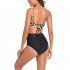 Women Sexy Swimwear Summer Floral Leopard Print Backless Quick drying Swimsuit With Chest Pad leopard print XL