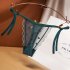 Women  Sexy  Underpant Lace up Adjustable Panties See through Embroidery Plus Size Thong Gray blue One size