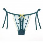 Women  Sexy  Underpant Lace up Adjustable Panties See through Embroidery Plus Size Thong Dark green One size