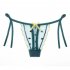 Women  Sexy  Underpant Lace up Adjustable Panties See through Embroidery Plus Size Thong Blue One size