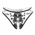 Women  Sexy  Underwear Open Crotch See through Embroidered Low Waist Thong Black One size