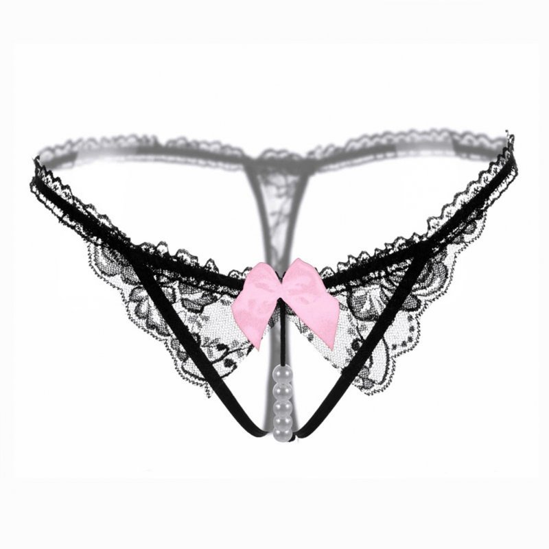 Wholesale Women Sexy Underwear Pearl G-string Lace Ladies Panties Underwear  Pants Thong 2111 # Black_One size From China