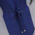 Women Short Sleeve Loose V Collar Lacing Dress for Summer Wear Navy blue L