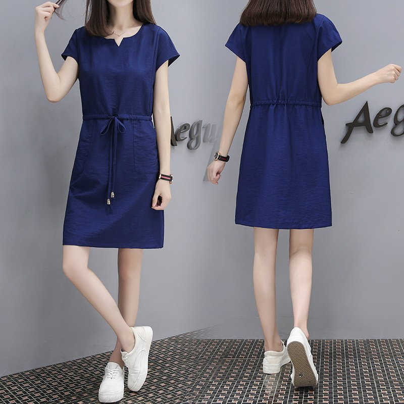 Women Short Sleeve Lacing Dress