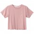 Women Short Sleeves Blouse Trendy Round Neck Sweet Embroidered Ruffled T shirt Sexy Slim Fit Crop Tops fog blue L