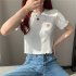 Women Short Sleeves Blouse Trendy Round Neck Sweet Embroidered Ruffled T shirt Sexy Slim Fit Crop Tops fog blue L