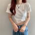Women Short Sleeves Blouse Trendy Round Neck Sweet Embroidered Ruffled T shirt Sexy Slim Fit Crop Tops White XL