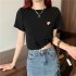Women Short Sleeves Blouse Trendy Round Neck Sweet Embroidered Ruffled T shirt Sexy Slim Fit Crop Tops fog blue XXL
