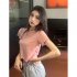 Women Short Sleeves Blouse Trendy Round Neck Sweet Embroidered Ruffled T shirt Sexy Slim Fit Crop Tops black XXL
