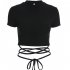 Women Short Sleeves Crop Tops Summer Sexy Slim Fit High Waist T shirt Casual Round Neck Solid Color Blouse without strap XL