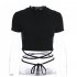 Women Short Sleeves Crop Tops Summer Sexy Slim Fit High Waist T shirt Casual Round Neck Solid Color Blouse without strap XL