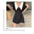 Women Short Sleeves Dress Summer Trendy Doll Collar Slimming A line Skirt Large Size Casual Pullover Dress black M