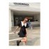 Women Short Sleeves Dress Summer Trendy Doll Collar Slimming A line Skirt Large Size Casual Pullover Dress black M