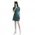 Women Short Sleeves Dress Fashion V Neck Retro Floral Printing A line Skirt High Waist Pullover Dress green 2XL