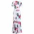 Women Short Sleeves Dress Fashion Floral Digital Printing Large Swing Long Skirt Summer Round Neck Large Size Dress B short sleeve XL