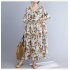Women Short Sleeves Dress Summer Sweet Floral Printing High Waist Round Neck A line Skirt Casual Loose Dress As shown L