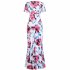 Women Short Sleeves Dress Fashion Floral Digital Printing Large Swing Long Skirt Summer Round Neck Large Size Dress B short sleeve 3XL