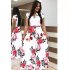 Women Short Sleeves Dress Fashion Floral Digital Printing Large Swing Long Skirt Summer Round Neck Large Size Dress C short sleeve XL