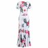 Women Short Sleeves Dress Fashion Floral Digital Printing Large Swing Long Skirt Summer Round Neck Large Size Dress C short sleeve XL