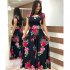 Women Short Sleeves Dress Fashion Floral Digital Printing Large Swing Long Skirt Summer Round Neck Large Size Dress C short sleeve XL