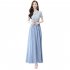 Women Short Sleeves Dress Summer Elegant Contrast Color Round Neck Midi Skirt High Waist Large Swing Dress p03 green 4XL
