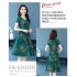 Women Short Sleeves Dress Summer Ice Silk V Neck Loose Large Size Midi Skirt High Waist Floral Printing A line Skirt green 2XL