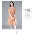 Women Short Sleeves Dress Fashion Elegant V neck Leaves Printing A line Skirt Casual Loose Pullover Dress beige M