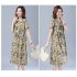 Women Short Sleeves Dress Fashion Floral Printing Mid length Skirt Loose Round Neck Pullover A line Skirt red 4XL