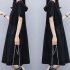 Women Short Sleeves Dress Simple Elegant Solid Color Round Neck A line Skirt Loose Casual Dress With Pockets black 2XL
